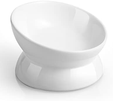 LoeJan Elevated Ceramic Cat Food Bowl – Anti-Vomiting & Tilted