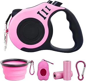 Pink Retractable Dog Leash Set 16FT - Small & Medium