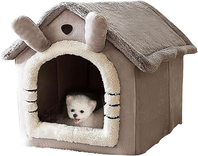 Soft Indoor Cave Pet Bed & Enclosed Tent