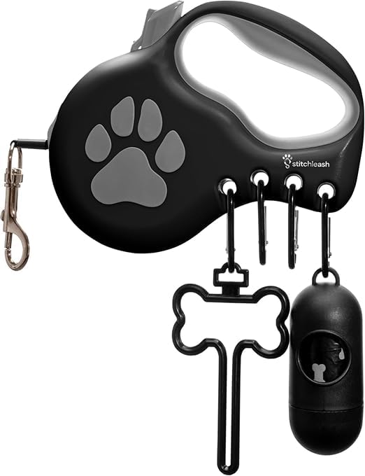 Customizable Retractable Dog Leash 16FT - Black
